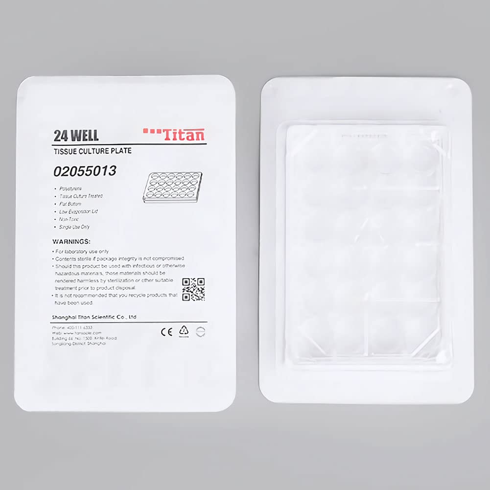 10 Stück Sterile Kulturplatten TC-behandelte Zellkulturplatten Gewebekultur-behandelte Platten Einzeln Verpackt für Laborzwecke, 24 Löcher