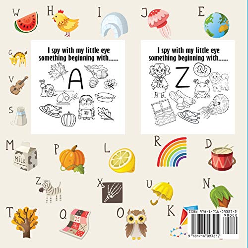 I Spy Alphabet Coloring Book for Kids: Fun Activity Workbook for Toddlers and Preschooler with Lette