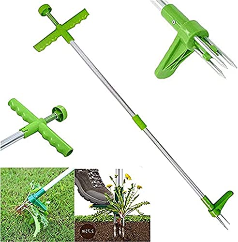 DOCHI QUEEN Stand-Up Weeder Root Removal Tool with 3 Stainless Steel Claws Weed Puller,39  Long Reinforced Manual Remover Weed Puller Hand Tool with High Strength Foot Pedal