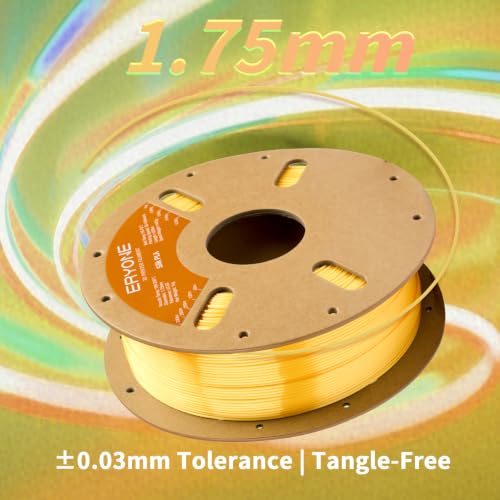 Image of ERYONE Silk PLA Filament for 3D Printer 1.75mm + /- 0.03mm, Shiny Filament 1kg (2.1lbs) /Spool, Yellow