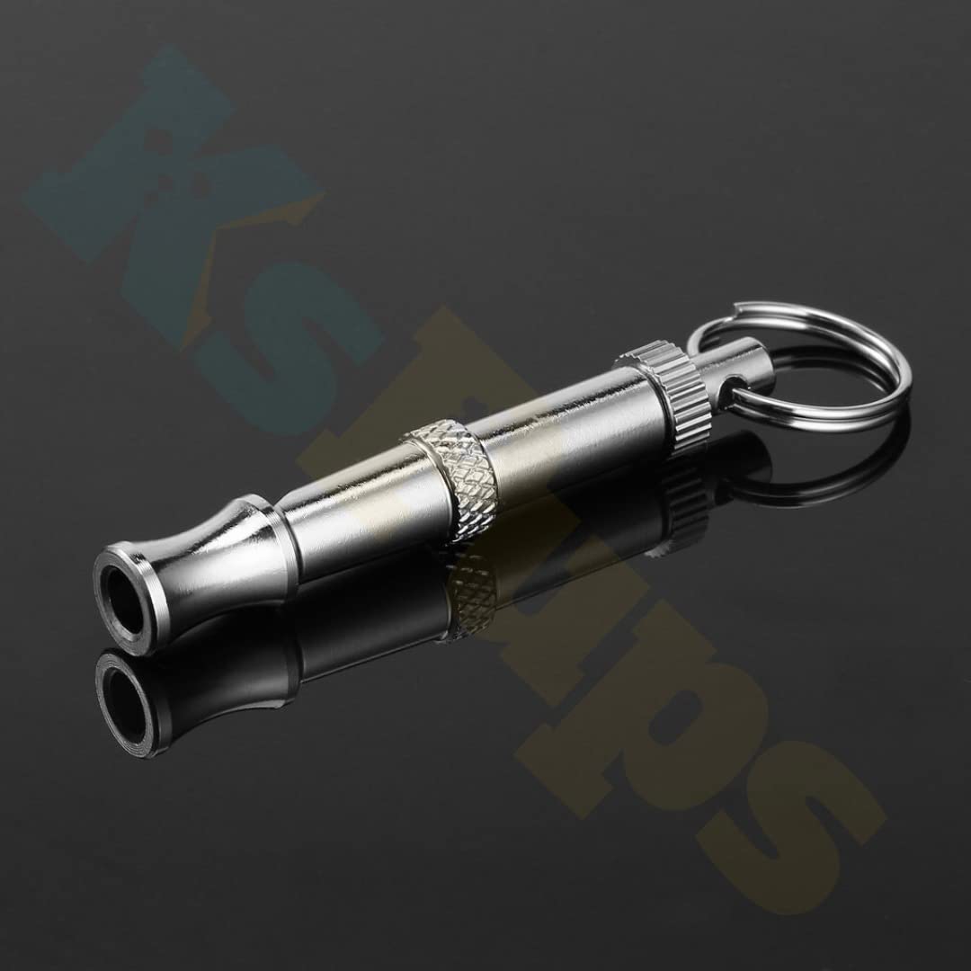 KsPups 2-Tone Flute Stop Barking Ultrasonic Sound Repeller I Cat Training eychain Dog Whistle I Silver I 1-PCS 4