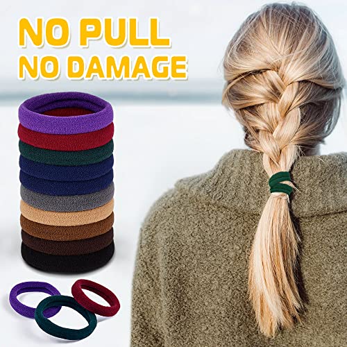 50Pcs Hair Ties For Thick Hair, Ikoco Seamless Ponytail Holder Hair Bands No Damage Hair Ties For Women Men Girls, Fabric #TOP4
