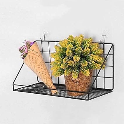 VishAl smart MAll Multiple Self-Adhesive Wall Mounted Metal Wire Home Decor Storage Shelves Flower Plant Display Racks Kitchen Storage Rack Organizer Bedroom Home Decor Wall Decorative Shelf