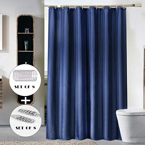 CDGroup Cortinas Azul De Baño Impermeable y Resistente al Moho Impreso Digital Cortina de la Ducha Bañera Cortina Accesorios de Baño 120X180cm Regalo con 2 Juegos de Ganchos para Cortinas