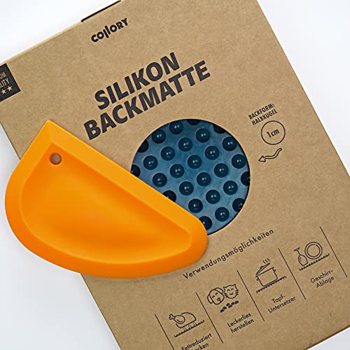 Collory® mini Halbkugel (1cm) Silikon Backmatte und Teigschaber Set zur Herstellung von Hundekekse und Hundeleckerlies DIY, Katzen Leckerli, Hitzebeständig & Antihaftend, Lebensmittelecht BPA-frei