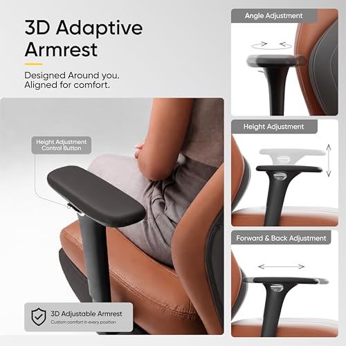 Image of Frido ErgoLuxe Executive Chair | Premium Ergonomic Office Chair with Integrated Lumbar Support | 3D Adjustable Armrests, Retractable Footrest & 145 Reclining | High Back Computer Chair | Tan