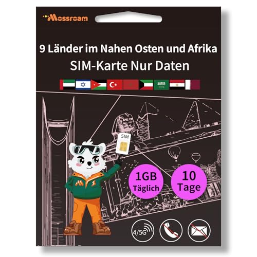 3-in-1-SIM-Karte für 9 Länder im Nahen Osten und Afrika – Prepaid-Datentarife | Täglich 1 GB, 10 Tage | Unbegrenztes Internet mit 4/5G-Geschwindigkeit