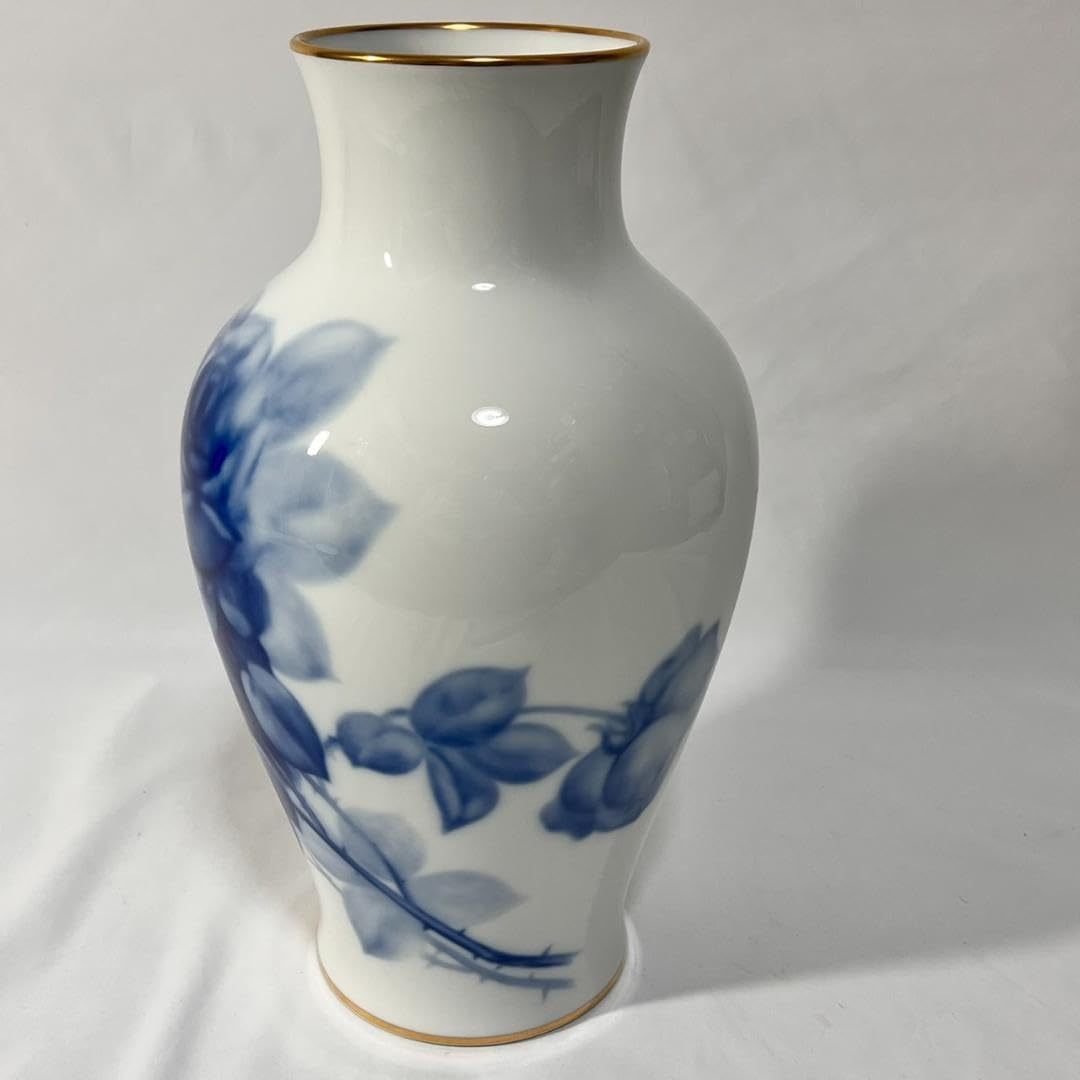 Amazon.co.jp: 大倉陶園花瓶 花器 38cm ブルーローズ 特大花瓶  