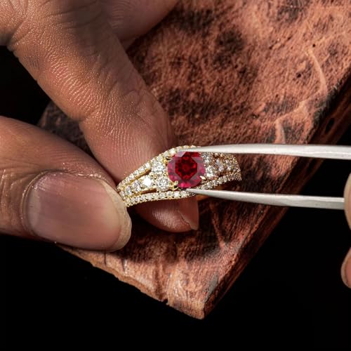 10K 14K 18K Gold Gemstone Engagement Rings for Women with Moissanites/Diamonds 1 Carat Round Birthstone Promise Anniversary Ring Size 3-162