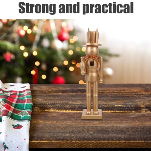 Casse-Noisette Lapin en bois doré 38cm, cadeau de Pâques traditionnel - 7