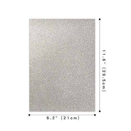 Levylisa 10 Sheets 8" X 12" Soft Touch Glitter Card 250Gms Premium Card Sparkling Assorted Mixed Colors Craft Glitter Cardstock Cardmaker Diy Gift Box Wrapping (Silver) #TOP2