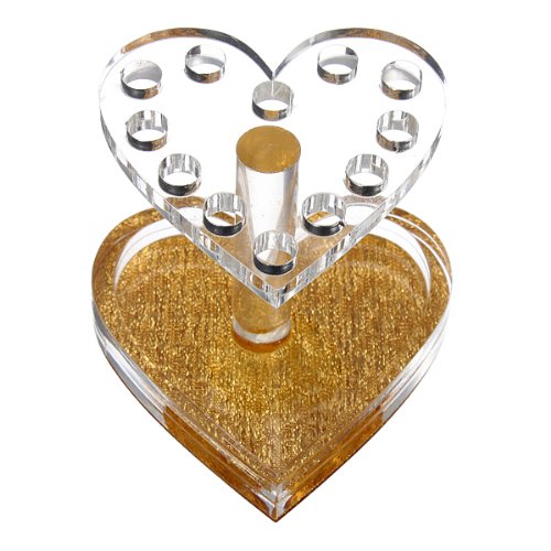 Heart Gold Makeup Nail Brush Pen Rest Holder Stand Display