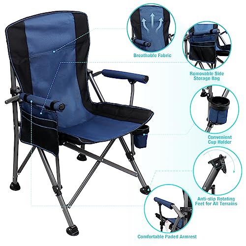 Camping-Chair-for-Adults-2-Pack-Heavy-Duty-Outdoor-Patio-Lawn-Chairs-Portable-Support-350-LBS-High-Back-Padded-Oxford-with-Armrests-Storage-Bag-Cup-Holder-for-Outside-Fishing-Camping-2PCS