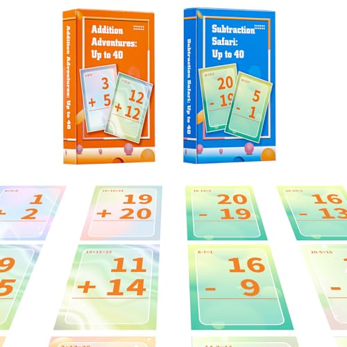Alened Addition and Subtraction Flash Cards, Math Facts Flashcards 1-20, Math Manipulatives Games for Kindergarten, 1st, 2nd, 3rd, 4th, 5th, 6th Grade Kids Ages 4-12