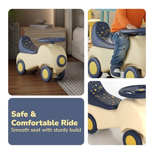 Image of Lifelong Cuppy Little Joy Ride On Car for Kids 1-5 Years - Vintage Push Car Toy, Sturdy Wheels, Wide Seat, BIS Certified, Ready to Ride, No Assembly, No Battery Needed (LLCSSR01)