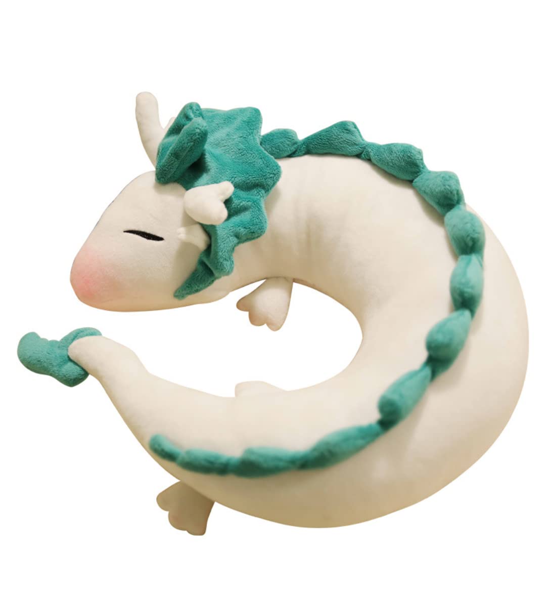 Yi jia hui Dragon U Shaped Pillow Plush Doll Toy Neck Pillow Anime Cute Soft Little White Dragon Best Gift for Children (White)