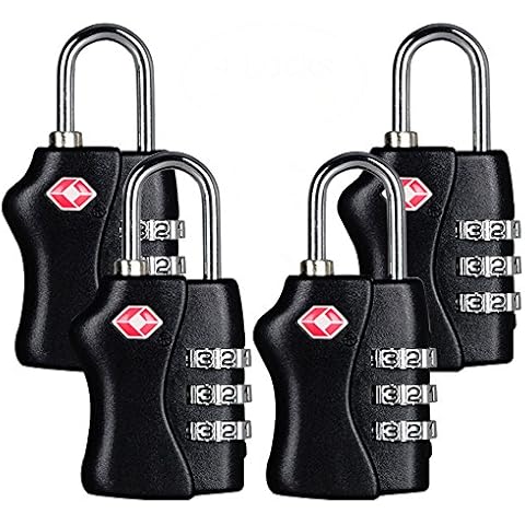 TSA Security Combination Lock Suitcase Luggage Bag Code Lock Padlock (Black-4 Pack) Cover
