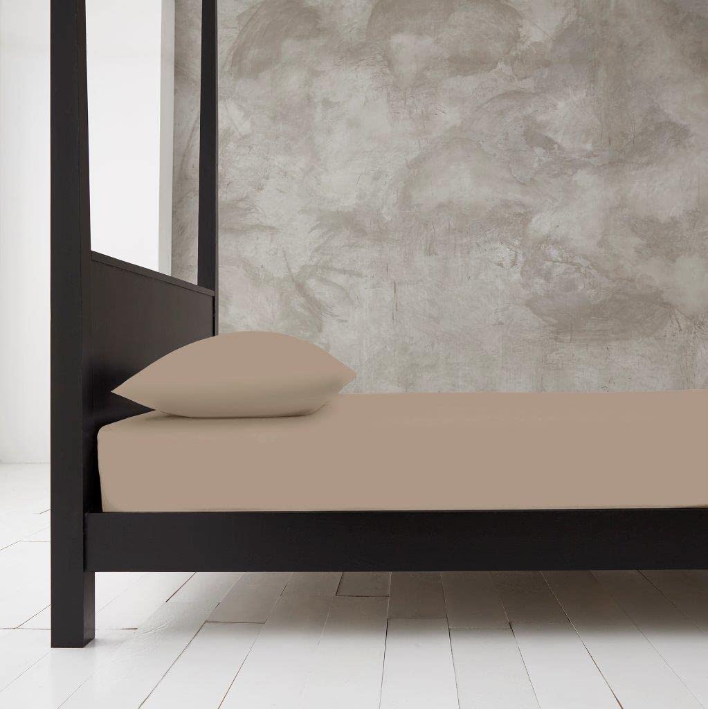 Extra Deep 40cm Fitted Sheets Easy Care Polycotton Cotton Rich Deep Fitted Bed Sheets (Natural, Single)