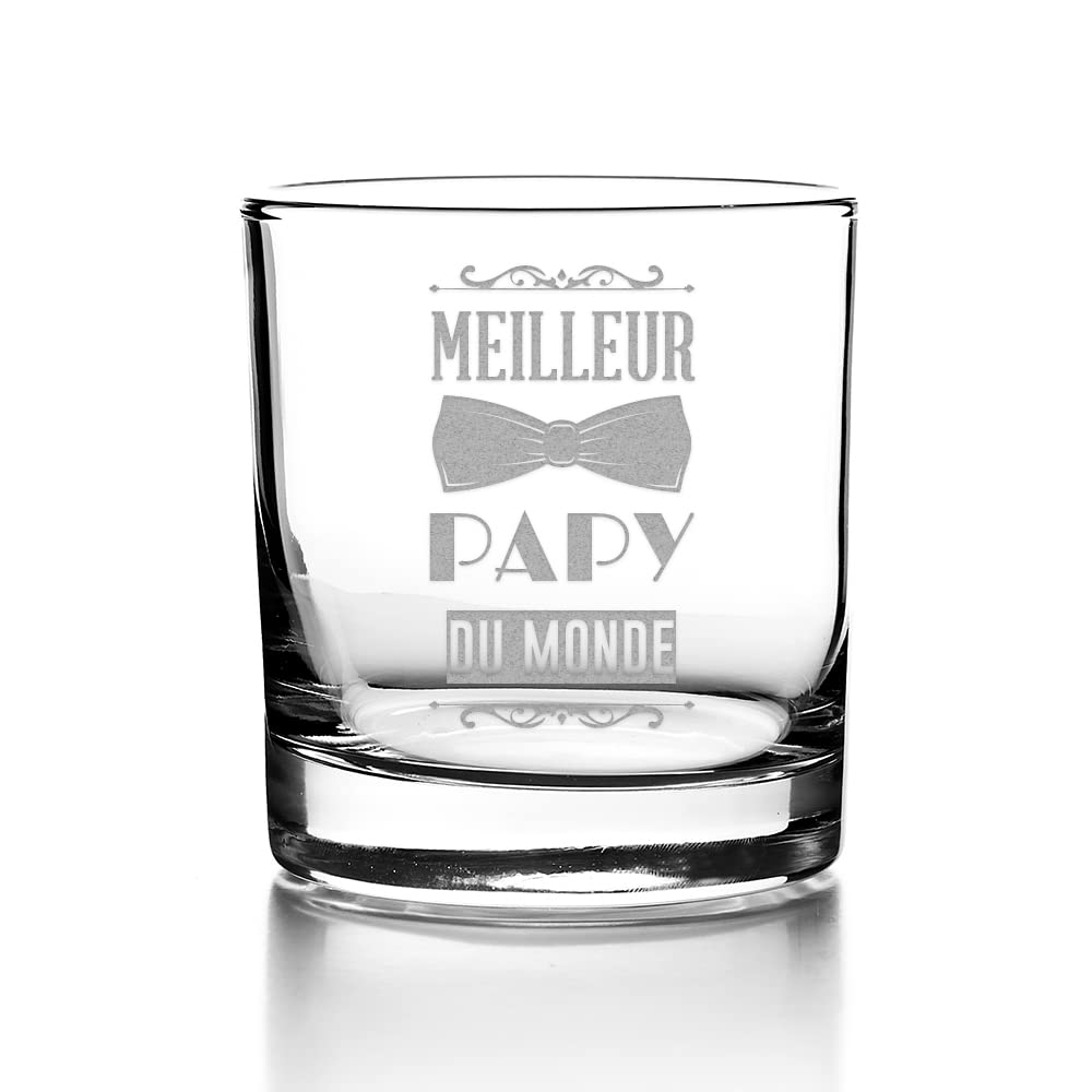 Idée cadeau Grand-Père pour l'apéritif en famille avec un verre gravé