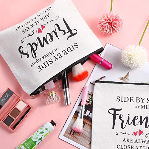 Weewooday 5 Pcs Friend Gifts Cosmetic Bags Friendship Makeup Bags for Women Party Favors, Long Distance Friendship, Side by Side Friends Gift, Girls Weekend Gifts for Birthday Teacher3