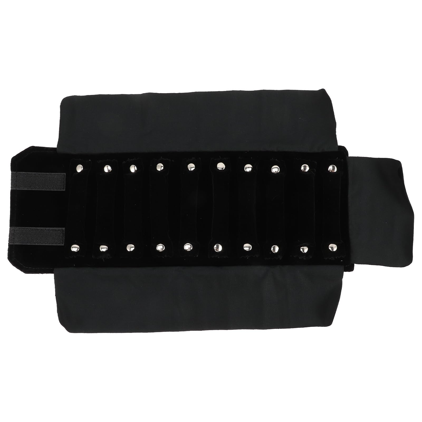 Generico Rotolo Portagioielli da Viaggio in Velluto Nero Scomparti Multipli per Anelli, Organizer Pieghevole Portatile per Uso Quotidiano e Spostamenti