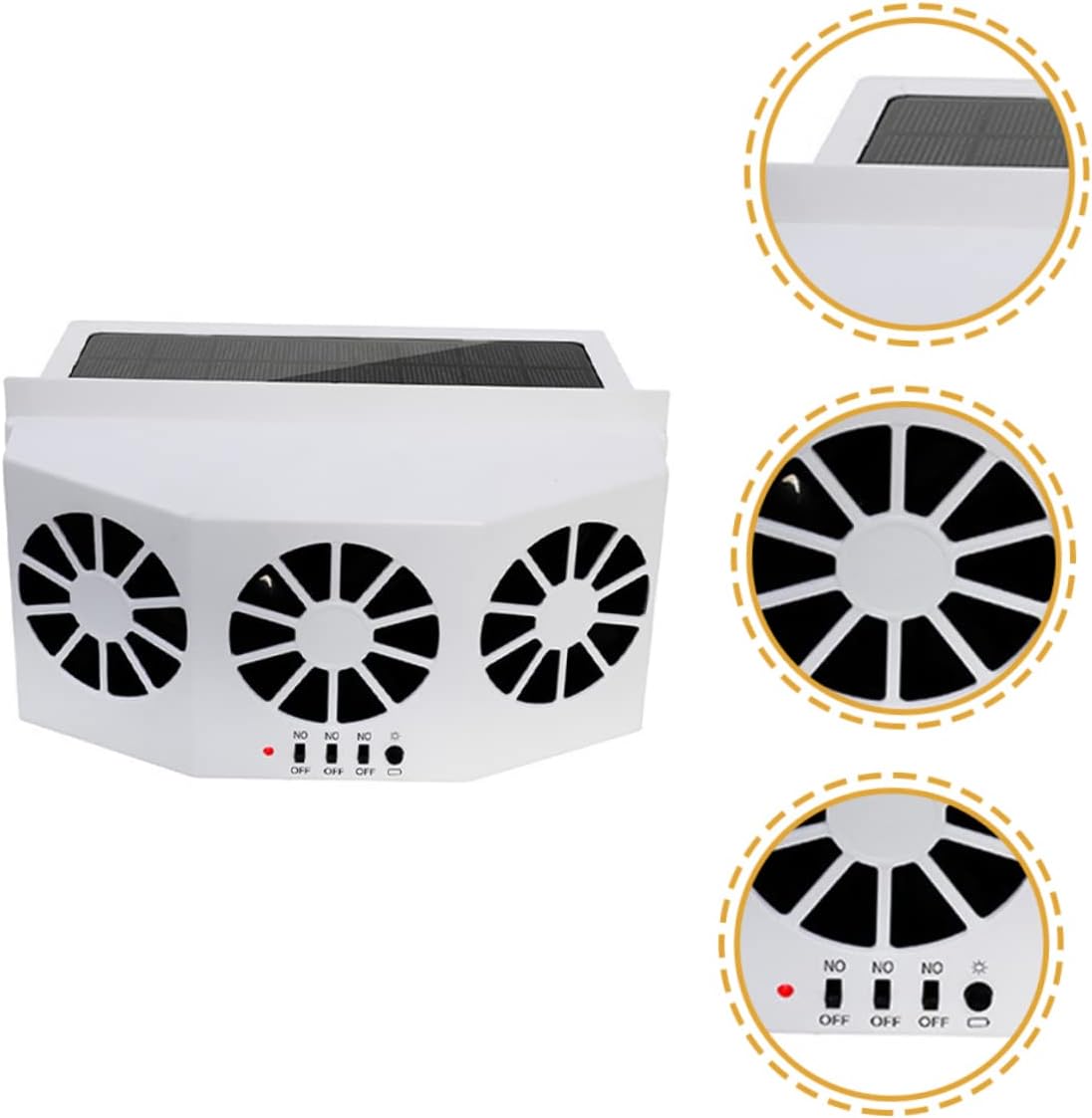Solar Car Exhaust Fan Energy Efficient Air Vent Radiator for Vehicle Cooling Three Duct Design for Enhanced Airflow Solar Powered Window Fan for Comfortable Driving Experience