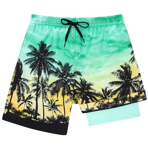 Kids4ever Pantalones Cortos de natación para niños Hawaii bañadores de Secado rápido Forro de compresión Anti Rozaduras Pantalones Cortos de baño 14-16 años