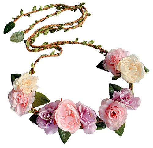 Lauthen.S Maternity Flower Sash Belt for Baby Shower/Flower Girl Dress, Wedding Bridesmaid Hair Wreath Headband4