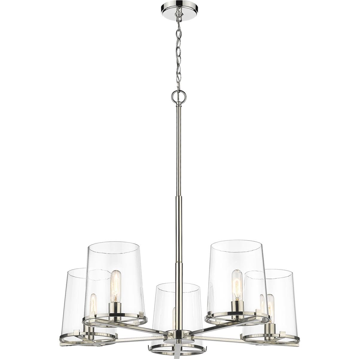 Callista 5 Light Chandelier, Polished Nickel and Clear