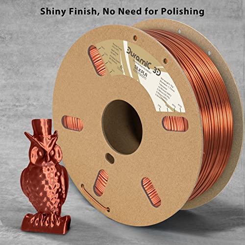 Image of DURAMIC 3D Silk PLA Filament Pure Shinny High Gloss Finish 1.75mm | 3D Printing Filament with Cardboard Spool,No-Tangling Neatly Wound Dimensional Accuracy 99% + /- 0.03mm 1KG Silk Copper