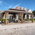 GAZEBEST 12' X 22' Hardtop Gazebo, Outdoor Galvanized Steel Double Roof Permanent Aluminum Frame Pavilion Pergola Canopy with Privacy Curtains for Garden, Patio, Backyard, Deck and Lawns