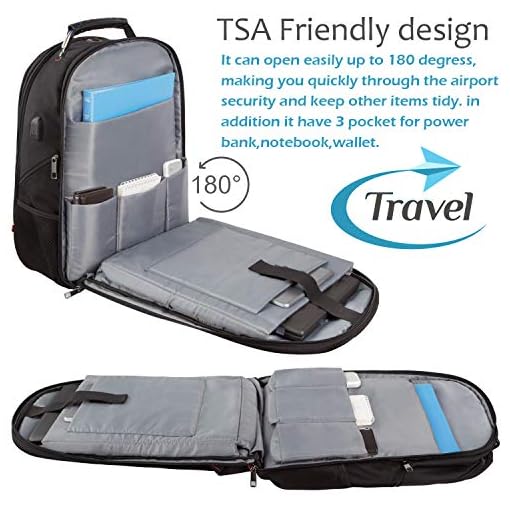 Jiefeike Extra Large Capacity TSA Friendly Anti Theft Water-Resistant Backpack with USB Charging Port , Fits 17 Inch Laptop and Notebook - Image 4