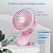 BRIGENIUS Battery Operated Clip on Stroller Fan, Portable Mini Desk Fan Rechargeable, USB Powered Clip Fan for Baby Stroller Office Outdoor Travel, Pink