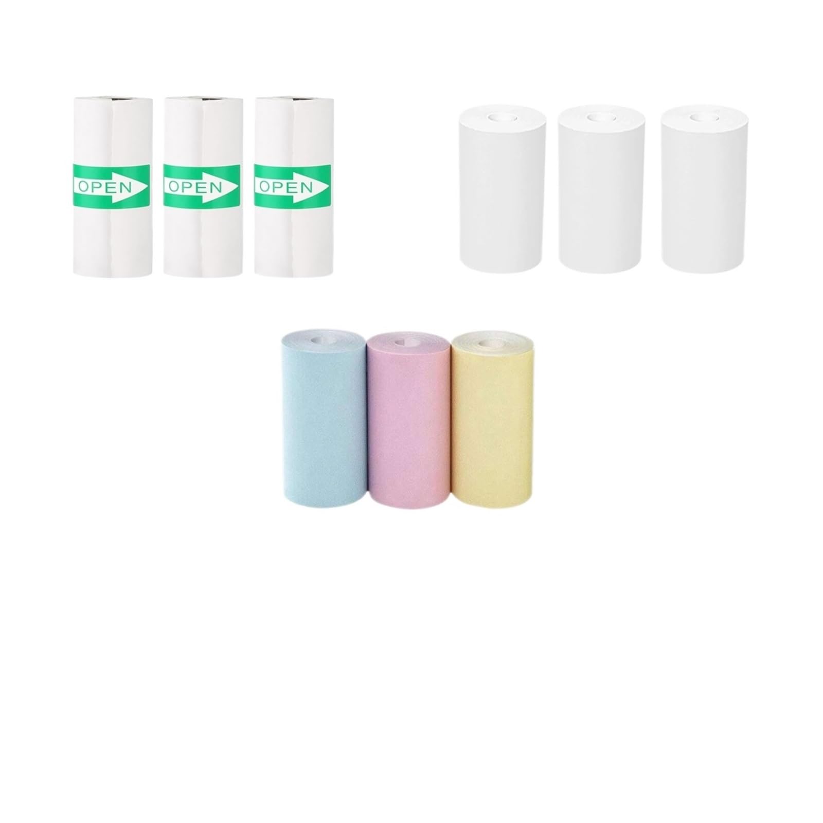 Rolki papieru termicznego, Rolka termiczna do etykiet i naklejek mini drukarek(9Rolls Mix)