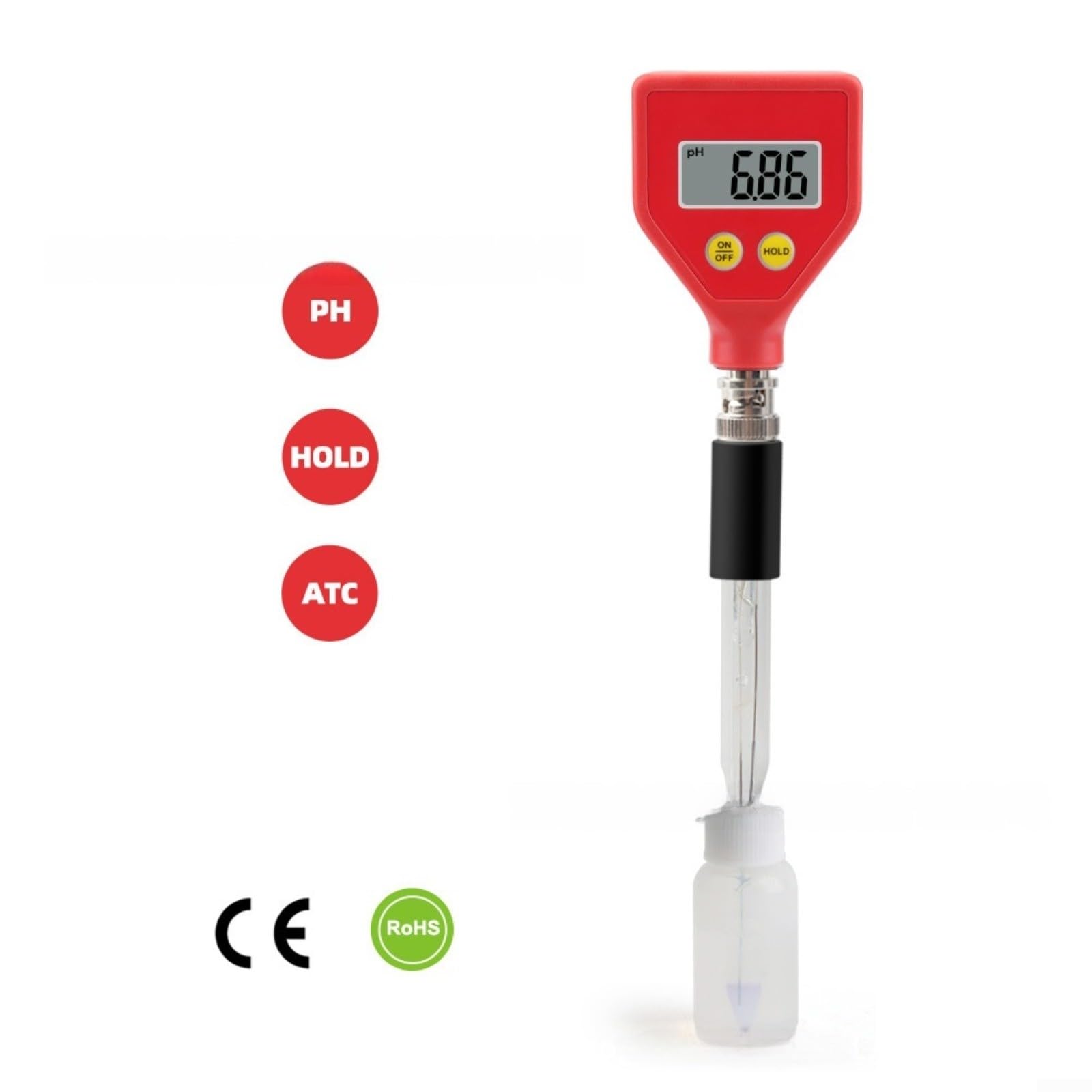 PH-98108, medidor de pH digital portátil con ATC y alta precisión para análisis de agua de piscinas y acuarios, escala 0.00-14.00, diseño compacto