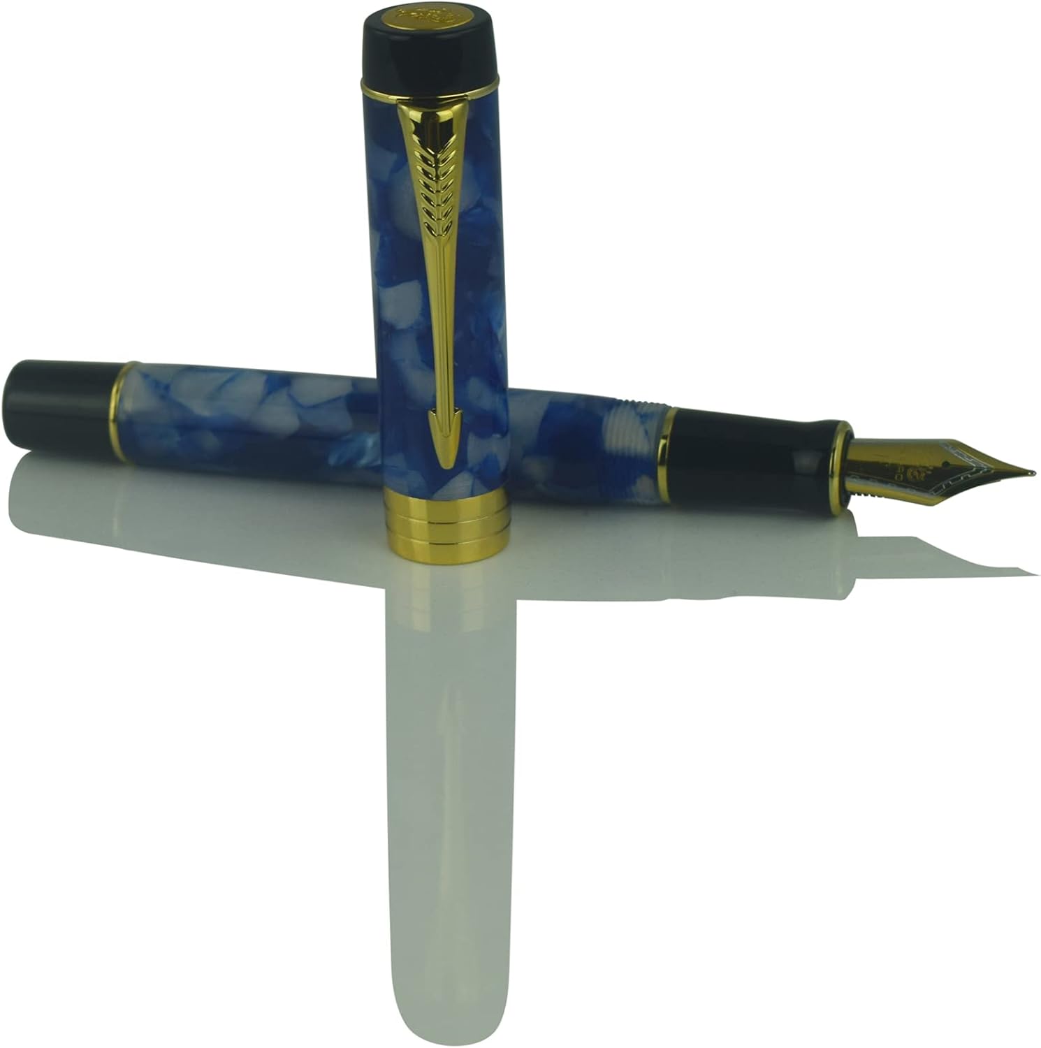 Jinhao Century Series 100 Fountain Pen, Dark Blue Marble, 18KGP Fine Nib With Ink Converter, Arrow Clip, Gift Box