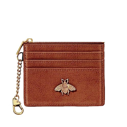 Image of SEAVILIA Card Holder Keychain Wallet for Women with ID Window RFID Coin Purse Bee Gifts Slim Minimalist Small Wallet