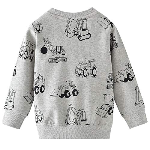 Little Hand Toddler Boys Sweatshirts Long Sleeve Tractor Shirt Dinosaur Pullover Digger Monster Truck Top Tee Kids 2-7 Years3