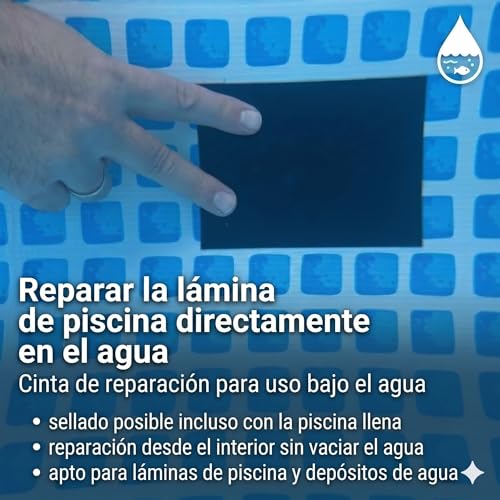 Miniatura 3 de Falingo Cinta Adhesiva Subacuática, Cinta Aislante, Cinta De Reparación Para Piscinas, Tiendas De Campaña, Lonas, Canalones, Balsas De Goma, Adhesivo Acrílico 10 Cm X 150 Cm, Transparente
