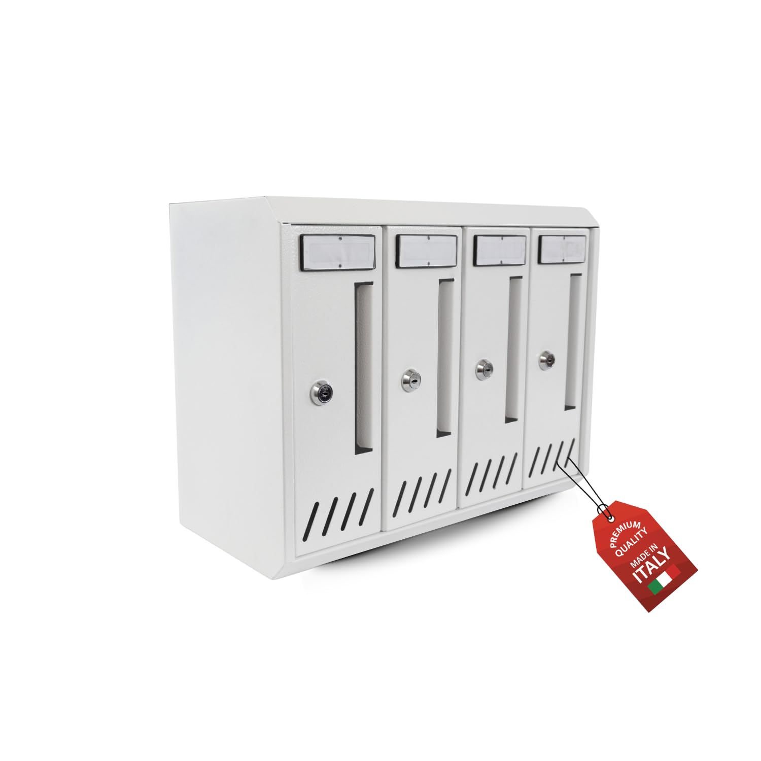 MOHOME Cassetta Postale Esterno Condominiale Made in Italy Bianca 4 Scompartimenti Componibile Modulare 41 x 19 x 31,5 cm Apertura Frontale Interno Doppia Chiave di Sicurezza Casa Ufficio