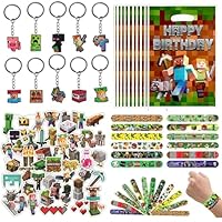 LGUZAKO 94pcs Party Favors, Party Bag Fillers for Kids 12 Wristbands 50 Stickers 10 Keychains 10 Gift Bags Party Fvours for Birthday Christmas Crackers