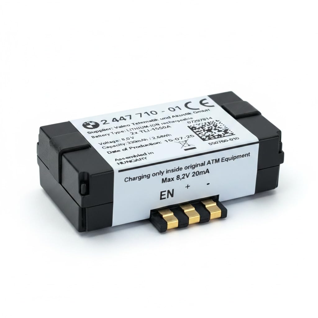 BMW Original Batería de Repuesto Litio-Ion Recargable, 8,0V, 330mAh, para Equipos ATM, Número de Pieza 84102447710