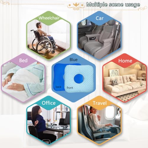 Image of Anti-Bedsore Cushion, Donut Pillows, Pressure Ulcer Cushions, Pillow Tailbone Pain Relief Mat, Soft Pad of Bed Sores for Seniors,Post-Surgery,Pregnant,Hemorrhoids(Blue Pack of 1)