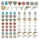 PLIGREAT 80 dijes de uñas occidentales, piedras preciosas turquesas, suministros de arte de uñas, colgantes occidentales vintage, accesorios de uñas azules para hacer joyas, manicura, funda de