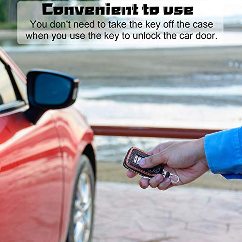 2 Pieces Leather Car Key Chain Case Holder Auto Key Fob Holder Smart Protector Cover(Brown) - Image 7