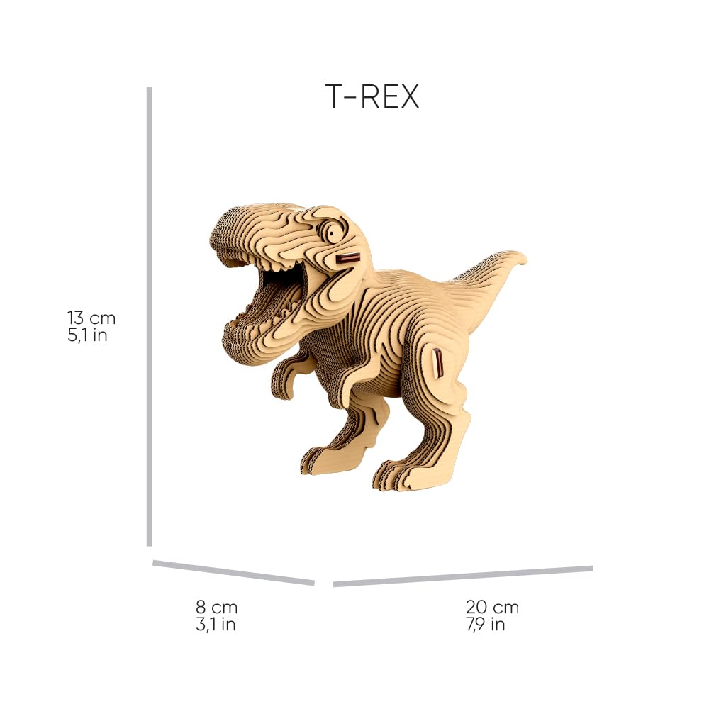 Dinosaurios Trio Puzzle 3D de Cartón – Set 3 en 1, 312 Piezas, Cartón Reciclado Sin Plástico, Escultura DIY para Pintar, Idea de Regalo