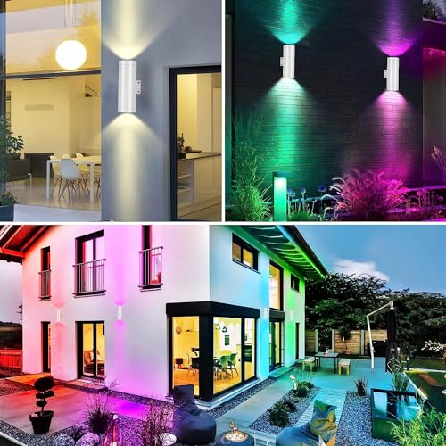 Geenaes RGBW WALL LIGHT WHITE 2 PACK Up And Down Light Rgb Wall Lights, Rgbw Led Patio Wall Light Fixture Outdoor Lighting thumb #7