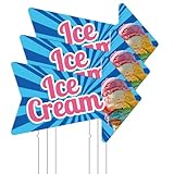 Memorywuu 3 Pack Ice Cream Arrow Sign 10 x 16 Inches Summer Yard Sign with Metal Stakes Double Sided Print Yard Signs for Outdoor Advertisement Business Decor Store Garages Offices