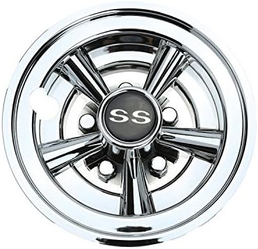 Golf Cart 8" Wheel Covers Hubcaps, Set of 4 - Fits EZGO, Club Car, Yamaha, Chrome SS Design