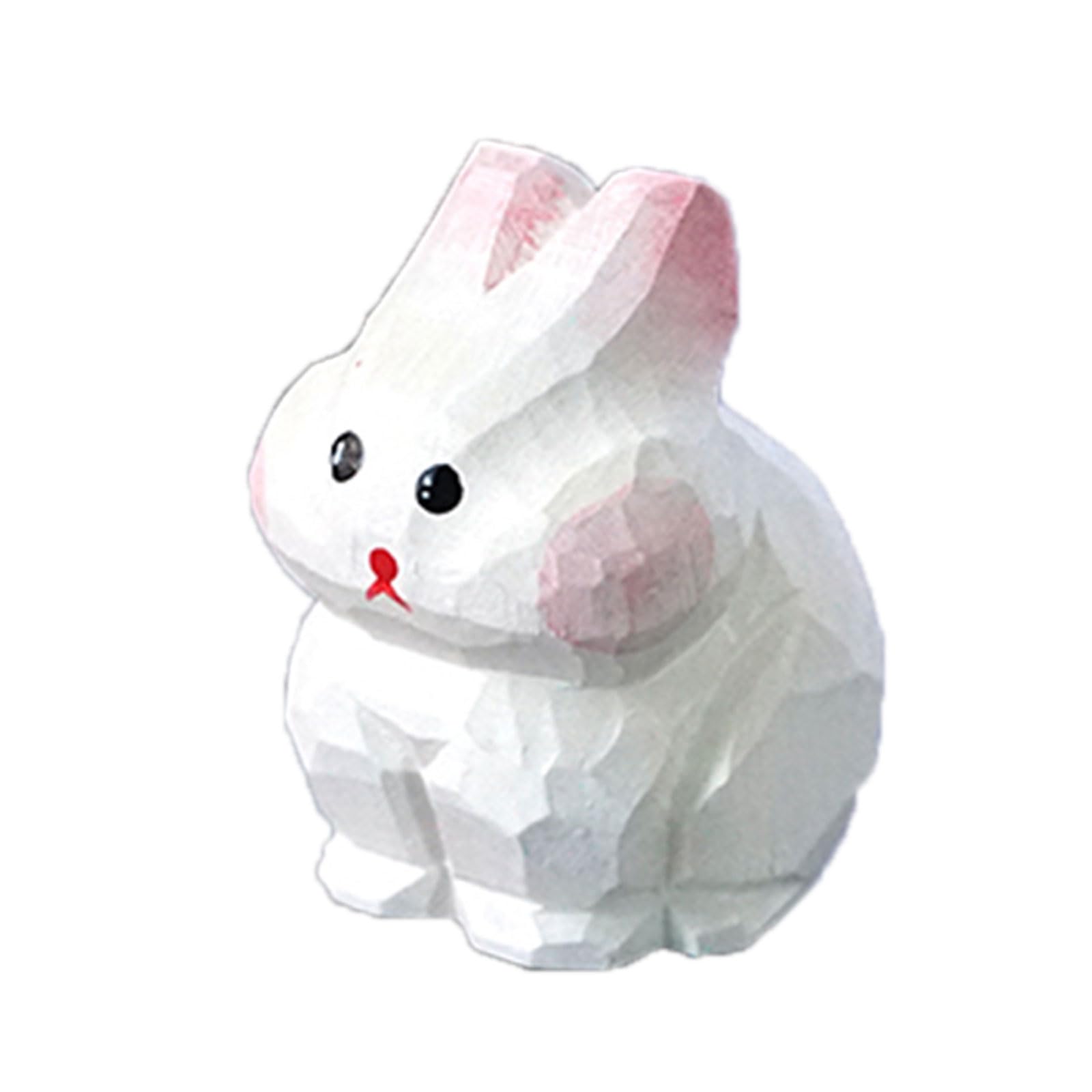 Vdaxvme Handmade Wooden Carved Rabbit Miniature Figure Easter Home Office Decor Or Bunny Sculpture For Collectors